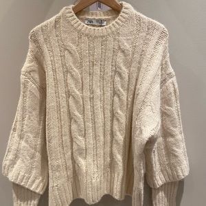 Zara cozy cream cable knit sweater